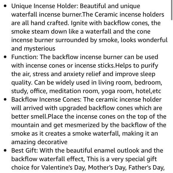 NEW Incense Waterfall Burner Ceramic Backflow Incense Holder Home Decor - Picture 8 of 13